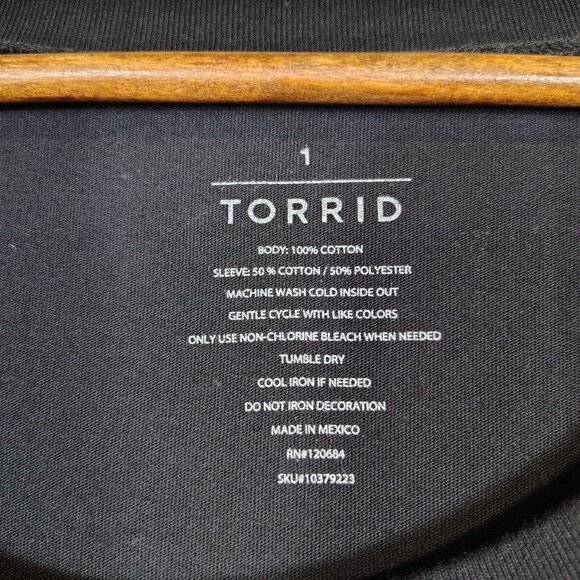 Torrid T-Shirt Womens 1 Black Gray Wild And Free Graphic Print Raglan Sleeve NWT - Picture 6 of 10